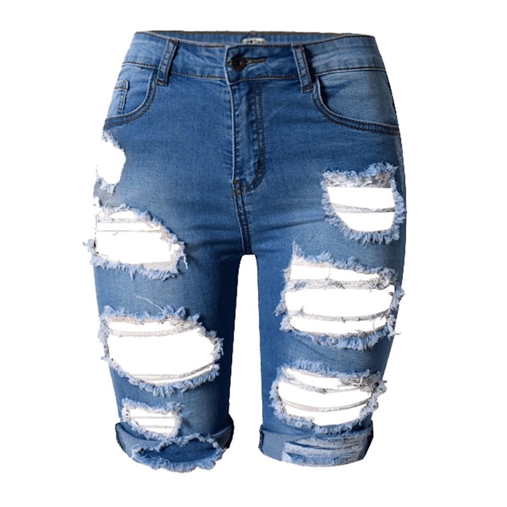 High Waisted (mid-rise) Distressed Denim Shorts
